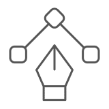 Symbol eines Vektor-Pen-Tools in einem minimalistischen Design.